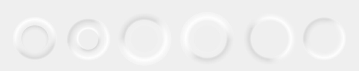Poster - Round white icons in neomorphism set. Ui design with stylish blur and shadow intensity unique futuristic white design trendy minimalistic vector buttons.