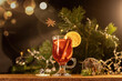 Gluhwein with orange in a Christmas atmosphere