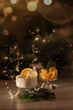 Yogurt with orange in a Christmas atmosphere