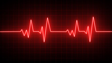 Emergency Ekg Monitoring. Blue Glowing Neon Heart Pulse. Heartbeat. Electrocardiogram