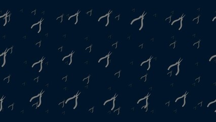 Poster - Round pliers symbols float horizontally from left to right. Parallax fly effect. Floating symbols are located randomly. Seamless looped 4k animation on dark blue background