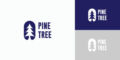 Wall Mural - Negative pine tree logo design