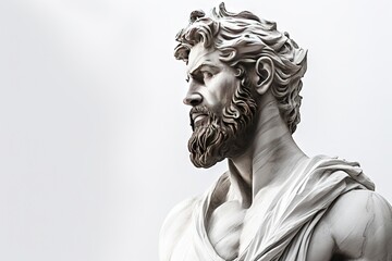 Abstract ancient roman, greek stoic person, marble, stone sculpture, bust, statue. Modern stoicism. Great for fitness or stoic quotes.