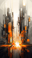 Wall Mural - orange and grey color gradient abstract background