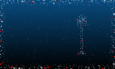 Poster - On the right is the floor lamp symbol filled with white dots. Pointillism style. Abstract futuristic frame of dots and circles. Some dots is red. Vector illustration on blue background with stars