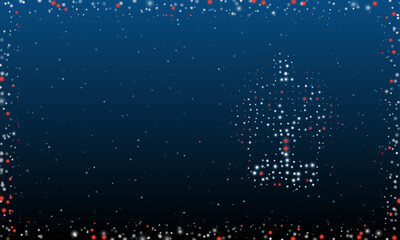 Poster - On the right is the mystical tree in bottle symbol filled with white dots. Abstract futuristic frame of dots and circles. Vector illustration on blue background with stars