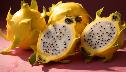 Poster - Freshness and vibrancy in a tropical fruit slice generated by AI