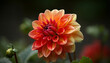 Vibrant multi colored dahlia blossom in formal garden, close up macro generated by AI