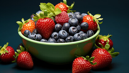 Wall Mural - Freshness of nature bounty in a healthy bowl generated by AI