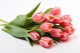 Fototapeta Tulipany - Generative AI image of tulips on a white background valentines day