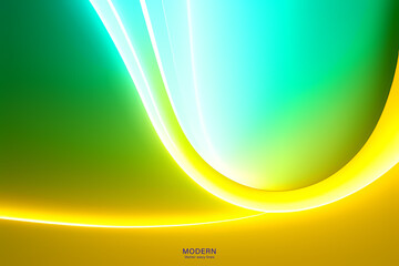 Abstract Yellow Green Background. colorful wavy design wallpaper. creative graphic 2 d illustration. trendy fluid cover with dynamic shapes flow.