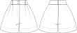 wide leg pleated tailored balloon short template technical drawing flat sketch cad mockup fashion woman design style model