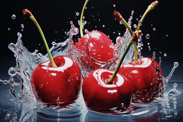 Wall Mural - Cherry and splash of water