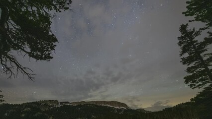 Wall Mural - beautiful time lapse of mountains with the stars moving across the night sky. shot near mammoth lake