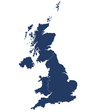 United Kingdom Regions Map. Map Of United Kingdom Divided Into England, Northern Ireland, Scotland And Wales Countries.