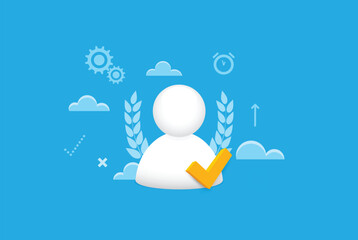 Poster - confirmation for adding user to a profile or a chat client. user interface conceptual illustration.