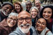© Geber86 - Portrait of diverse group of senior people taking selfie outdoors