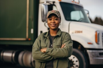 Wall Mural - Portrait of female truck driver