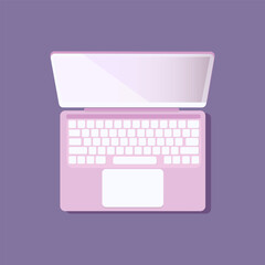 laptop layout in flat style, device screen layout. Realistic open laptop with blank screen for you design.