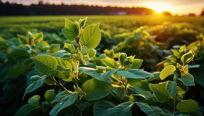 Sticker - Fresh green leaves in nature, vibrant with growth generated by AI