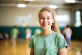 Fototapeta  - Portrait of teenage girl in gym class