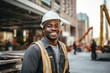 Smiling portrait of male construction worker at site
