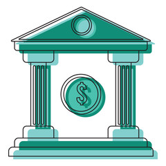 Wall Mural - Bank building with coin Finance icon Vector