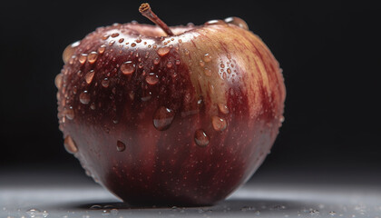 Sticker - Juicy apple slice, fresh and ripe, with dew drops generated by AI