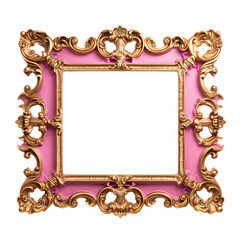 Wall Mural - Gold and pink picture frame isolated