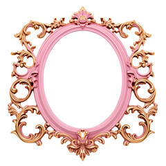 Wall Mural - Gold and pink picture frame isolated