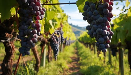 Sticker - Grape vineyard, nature growth, ripe fruit, fresh wine generated by AI