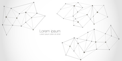 Abstract technology Network nodes, digital connection background with polygonal shapes on white Vector. science technology, data structure, connected points, web.