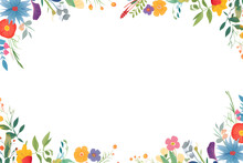 Colorful Floral Frame With Central Copy Space