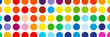 Abstract colorful banner with polka dot pattern isolated on transparent background. PNG file. 