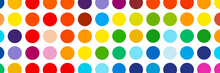 Abstract Colorful Banner With Polka Dot Pattern Isolated On Transparent Background. PNG File. 