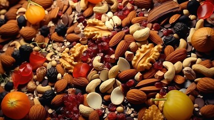 Wall Mural - Mix of seeds and nuts: energy and wealth of beneficial substances