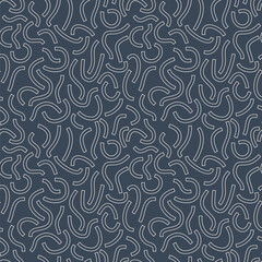 Sticker - Monochrome geometric seamless pattern. Black outline curved lines