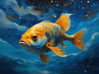 Cute goldfish swimming in the sea