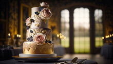 Luxury Wedding Cake, Exclusive High-end Design, Beautifully Decorated Professional Multi Tier Premium Cake As Main Dessert For Exquisite Wedding Celebration