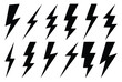 Lightning bolt icons set.Vector simple icons in flat style. Set lightning bolt vector on white background.Vector illustration