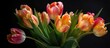 beautiful tulips on a black background
