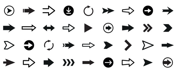 Aufkleber - Arrows set of black icons. Arrow icons set on transparent background. Modern simple arrows. Arrow icon. Cursor icon. Vector illustration.