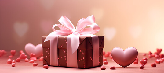 Sticker - gift box with hearts