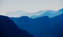 Morning Atmosphere, Mountain Silhouette On The Postalm, Osterhorn Group, Salzkammergut, Salzburg Province, Austria, Europe