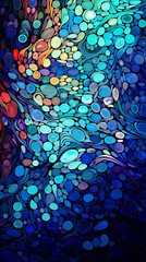 a complex 3d abstract mosaic with intricate color interplays and dynamic contrasts, reformatted to a