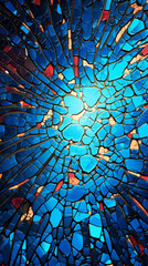 a complex 3d abstract mosaic with intricate color interplays and dynamic contrasts, reformatted to a