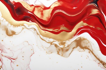 Beautiful Abstract Desktop Wallpaper. Fluid Art. Abstract Wallpaper. Abstract Art. Red White Gold Fluid Painting. AI generated.