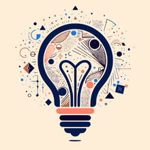 Creative Idea Bulb Illustration: Vibrant Colors For Innovation And Breakthroughs