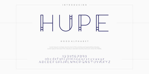 Wall Mural - HUPE Abstract minimal modern alphabet fonts. Typography technology vector illustration