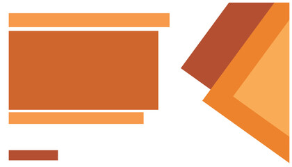 Poster - Illustration of a set of geometric shapes in orange and brown colors. Vector illustration of an orange arrow pointing to the right in the corner. Background template element